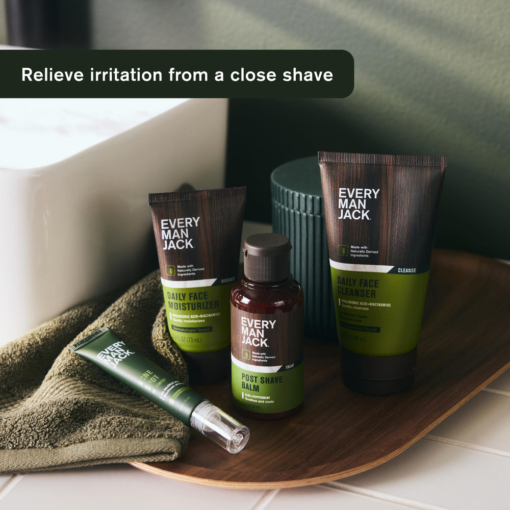 Coconut oil moisturizes skin in Every Man Jack Post Shave Balm.