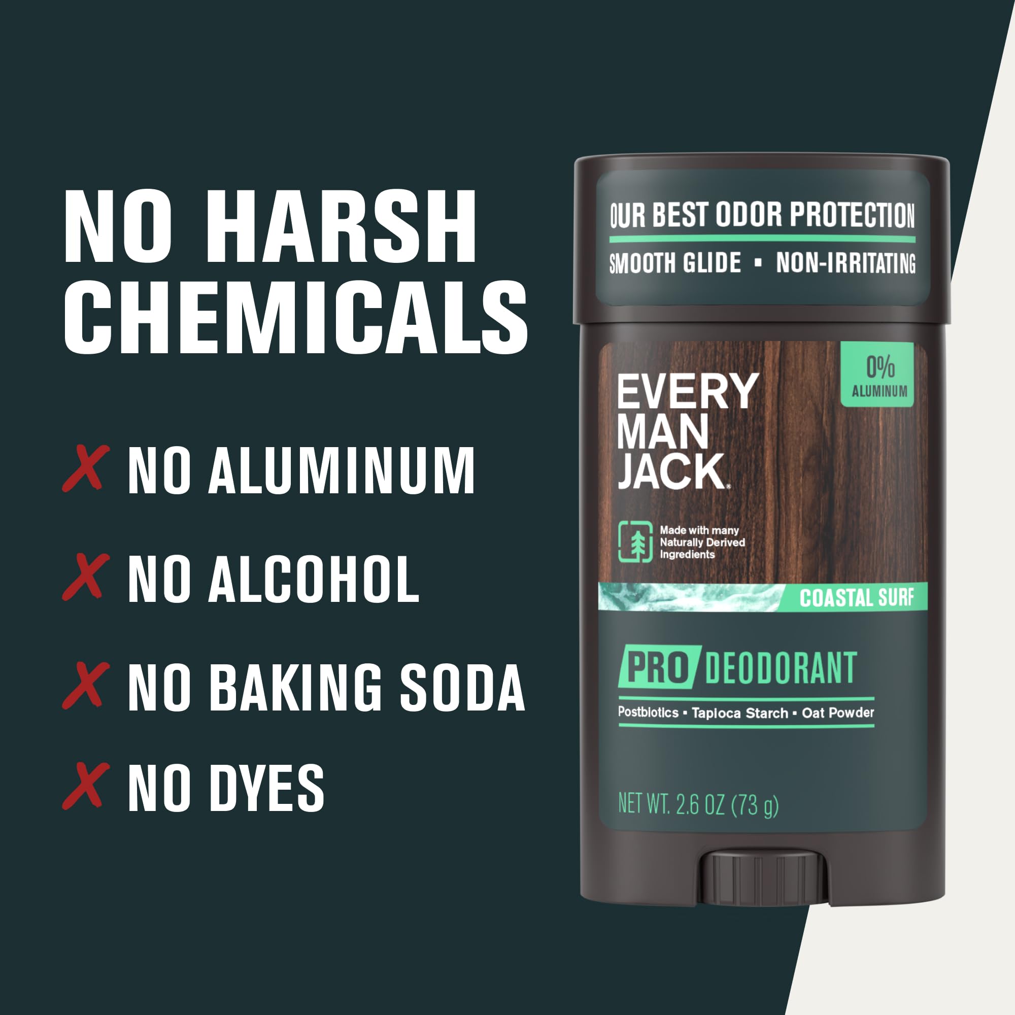Every Man Jack Pro Deodorant aluminum-free symbol for safe daily protection.