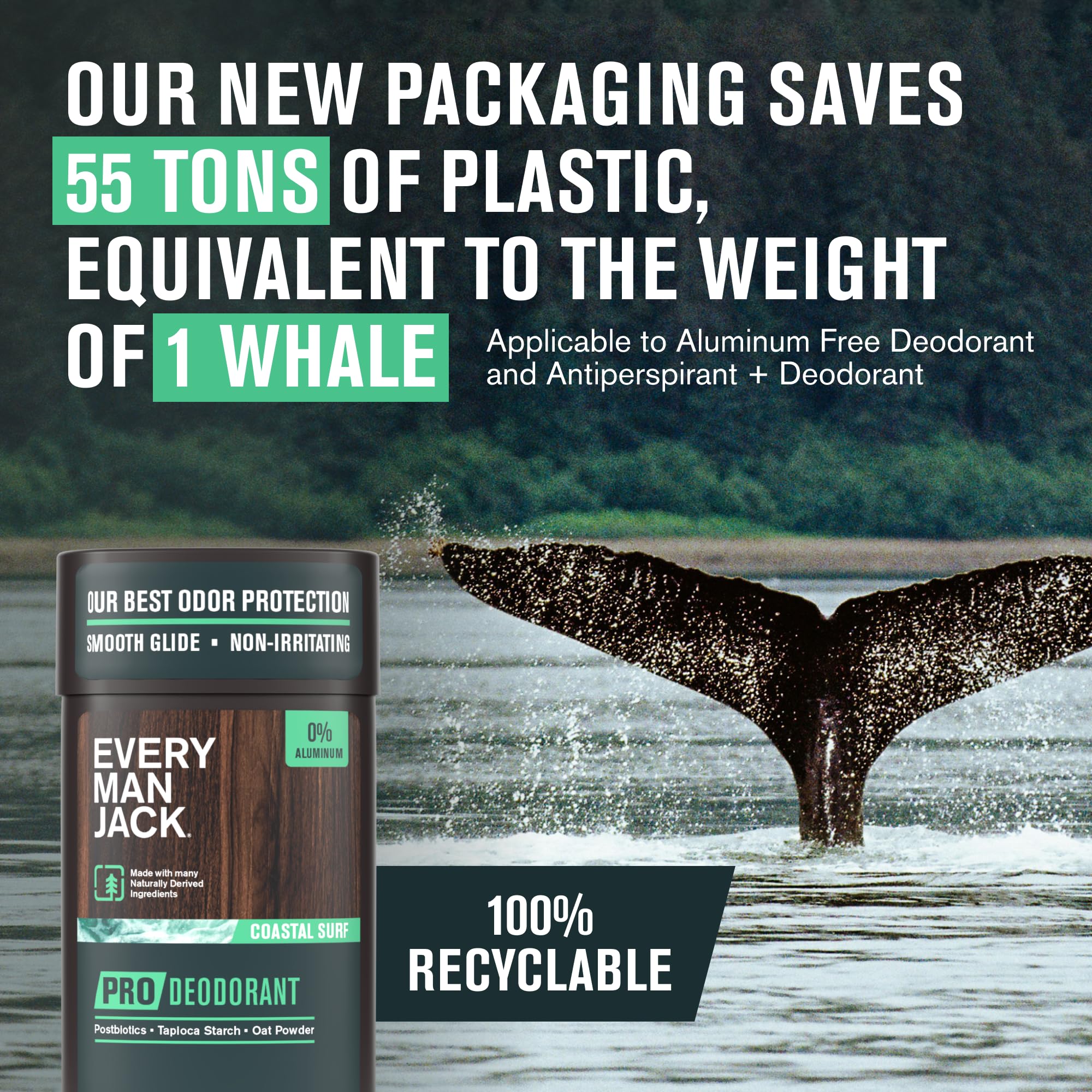 Every Man Jack Pro Deodorant recyclable container promotes eco-friendly packaging.