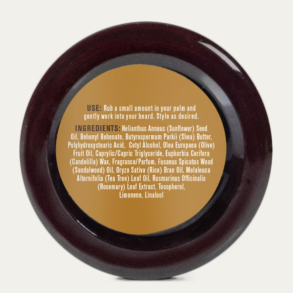 Every Man Jack Sandalwood Balm in use shows medium hold styling