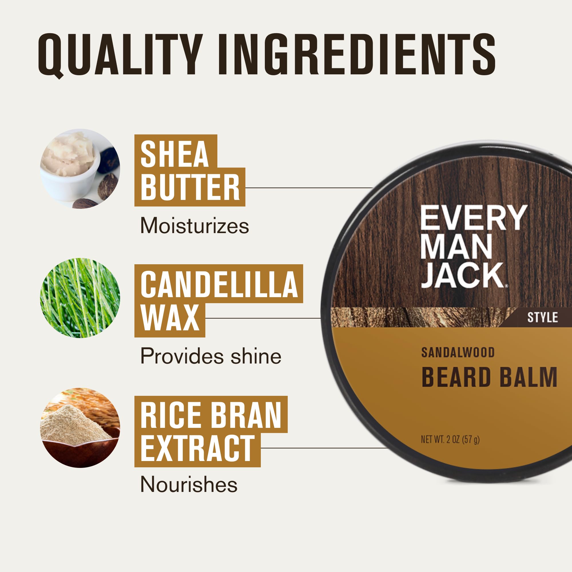 Every Man Jack sandalwood balm twin-pack display communicates value and convenience