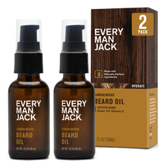 Every Man Jack sandalwood beard oil bottle ready for use and hydration