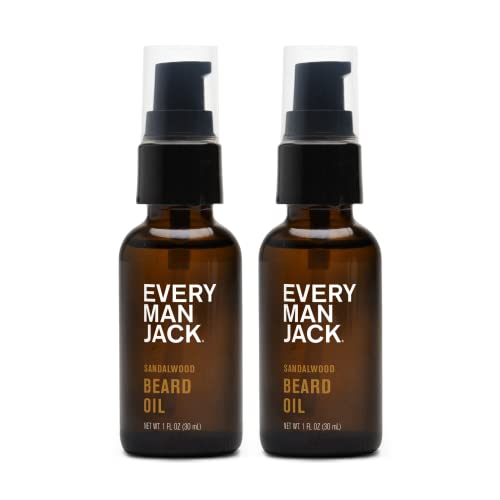 Every Man Jack sandalwood beard oil with grooming tools setup