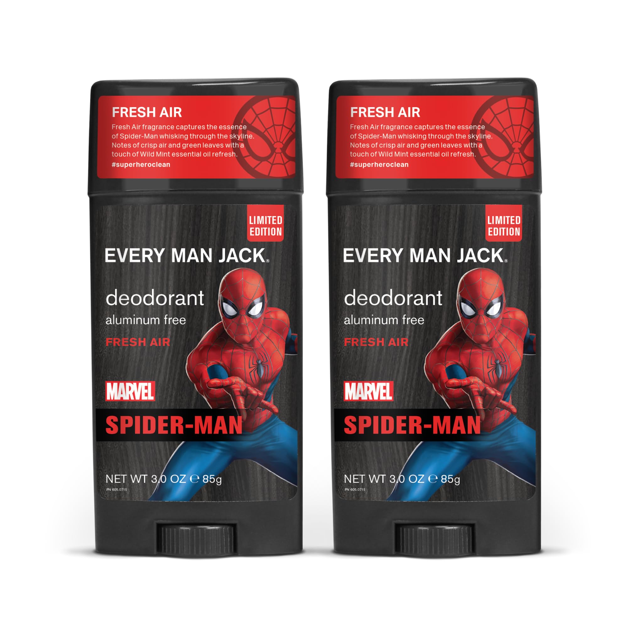 Desodorante Spider-Man de Every Man Jack en caja dúo para uso diario