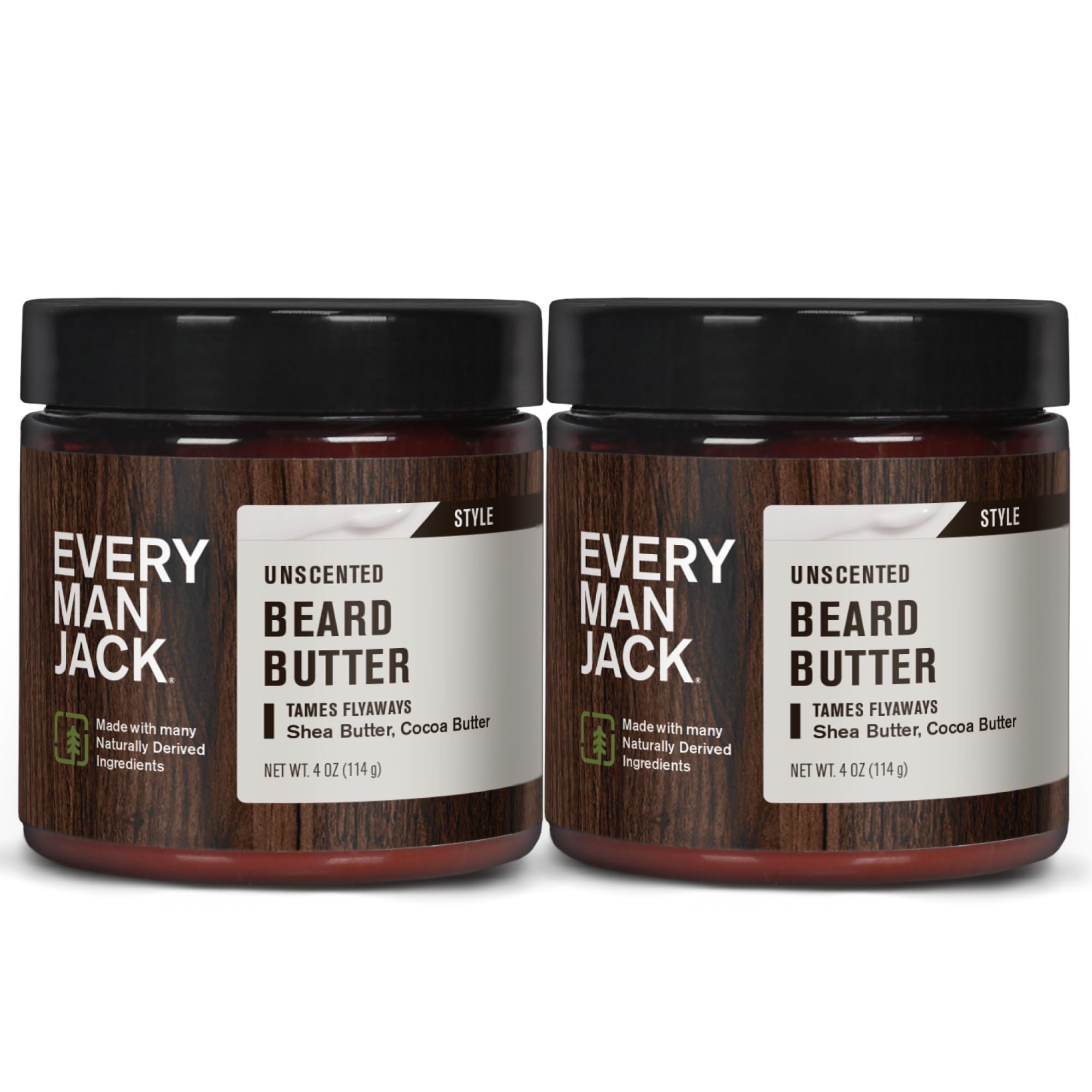 Every Man Jack unscented beard butter jar close-up for hydration and easy styling
