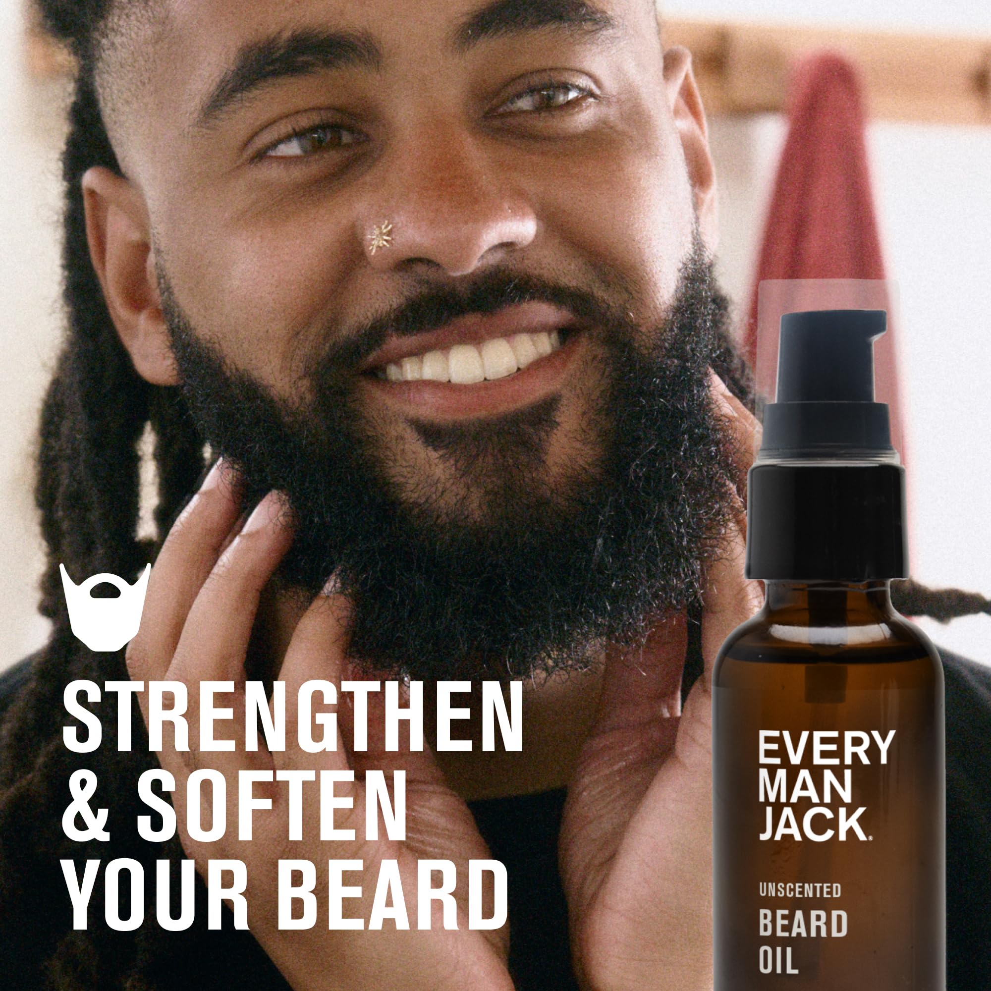 Beard oil pour shot demonstrates easy application for a softer beard.
