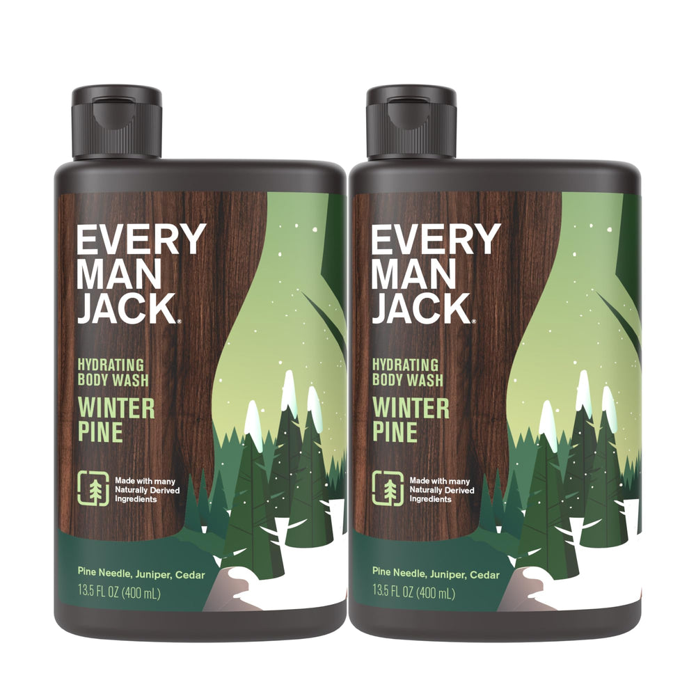 Every Man Jack Winter Pine, botella de ducha; hidratación suave para piel seca.
