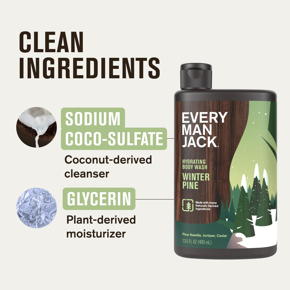 Every Man Jack Winter Pine, envase doble; ideal para la rutina diaria de baño.