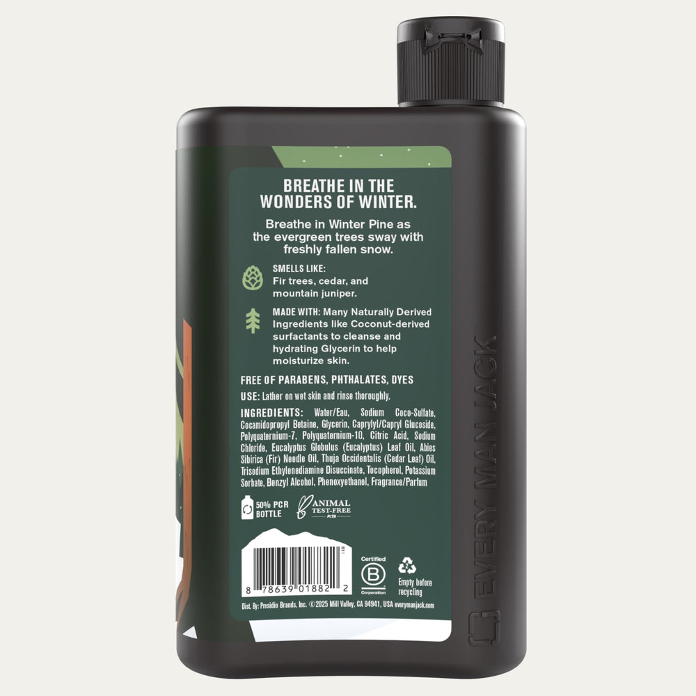 Every Man Jack Winter Pine, fórmula suave; apto para todo tipo de piel.