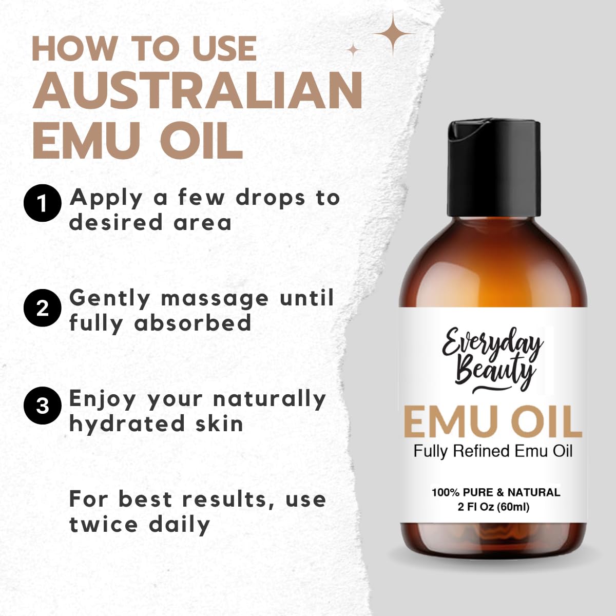 Everyday Beauty aceite de emú australiano para cabello, acondiciona y suaviza.
