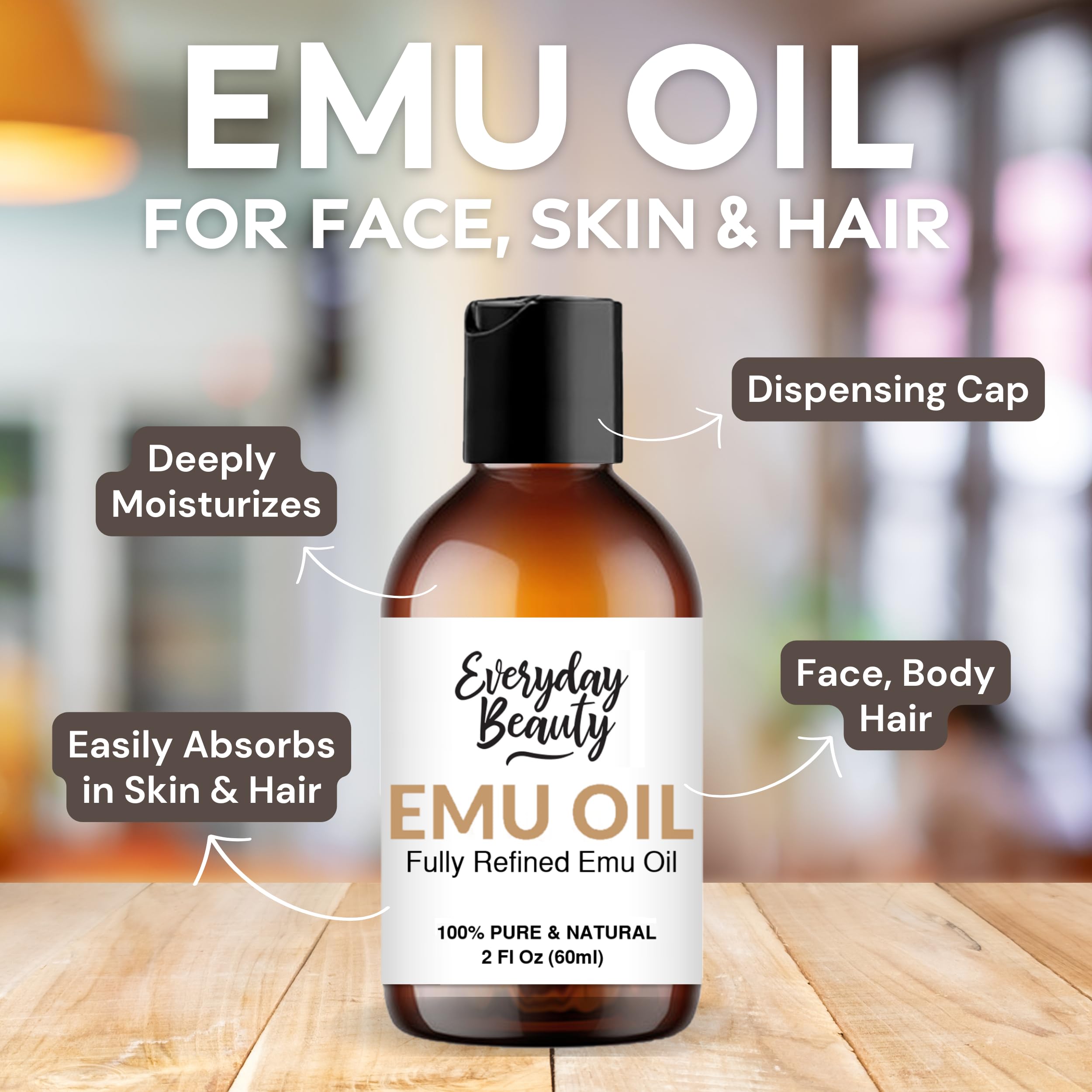 Everyday Beauty aceite de emú australiano para cicatrices, piel suave.