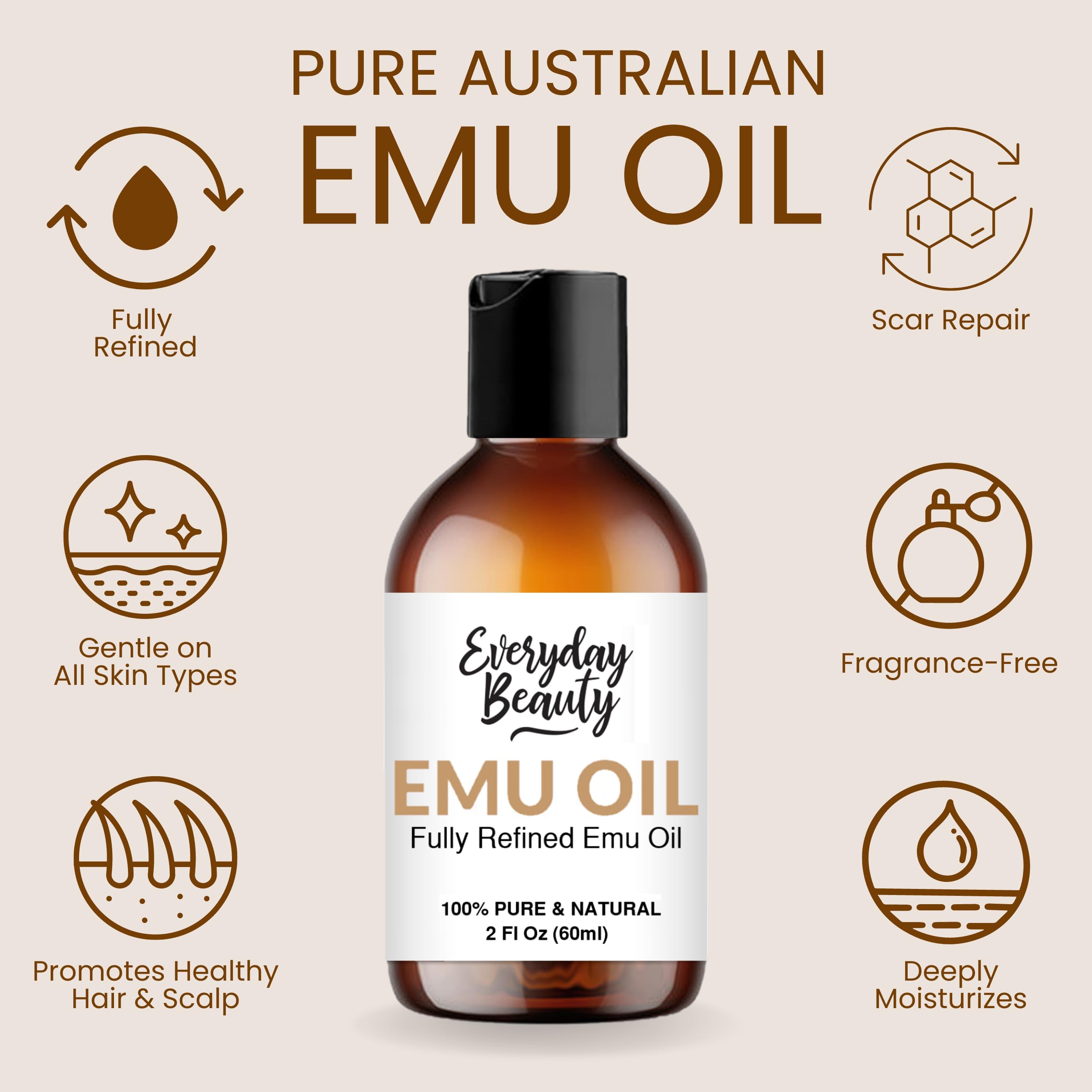 Everyday Beauty aceite de emú australiano para piel, nutrición suave.