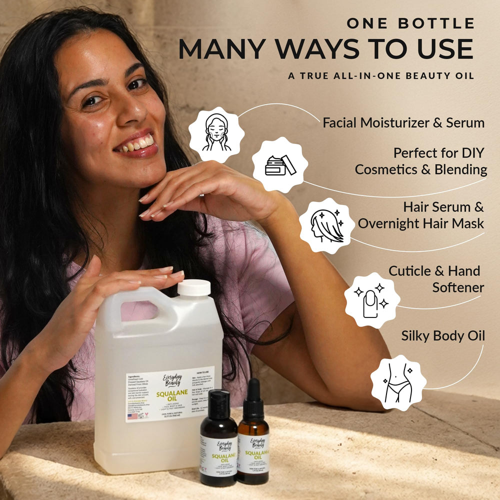 Cuidado de cutículas con aceite escualano de Everyday Beauty para suavidad de uñas.