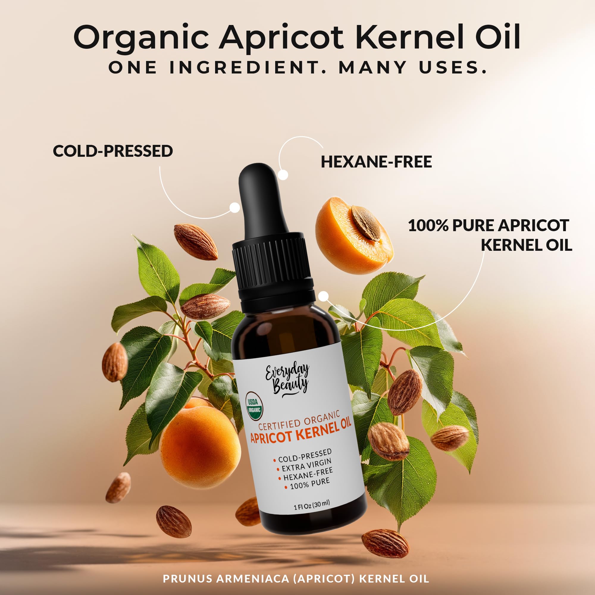 Aceite Everyday Beauty Pepita de albaricoque, aplicación rápida para piel y cabello