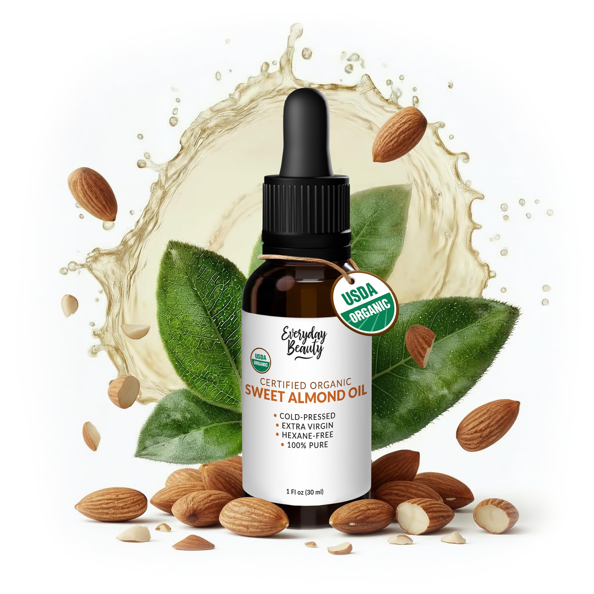 Everyday Beauty Aceite de almendra dulce en envase ámbar conserva nutrientes.