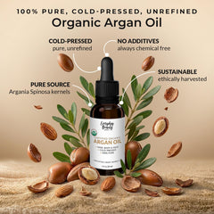 Everyday Beauty Amber glass bottle protects argan oil nutrients from light.