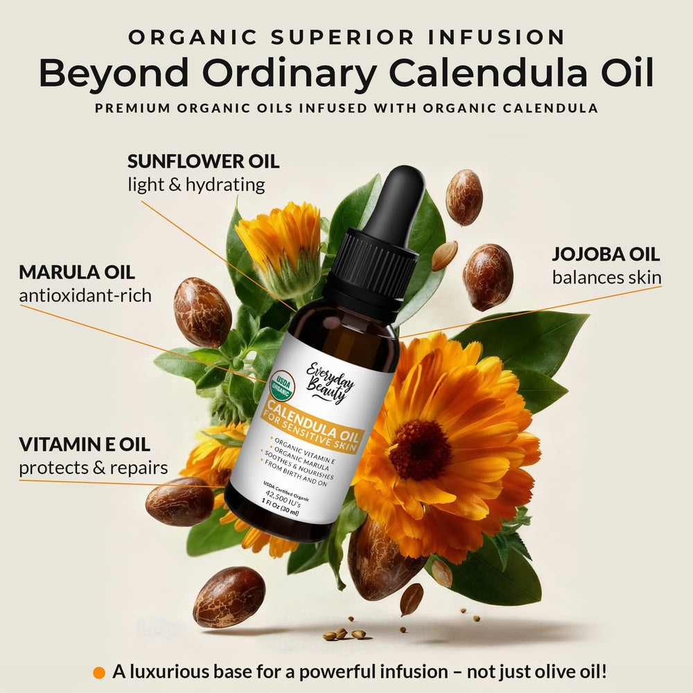 Mezcla de ingredientes orgánicos de Everyday Beauty para piel sensible