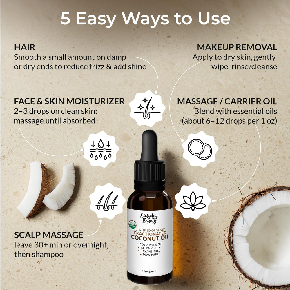 Hair and scalp care with lightweight coconut oil for natural shine.