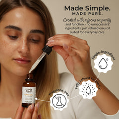 Everyday Beauty Emu Oil applied to the face showing lightweight hydration
