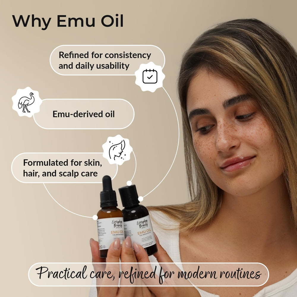 Scalp application of Everyday Beauty Emu Oil for gentle care