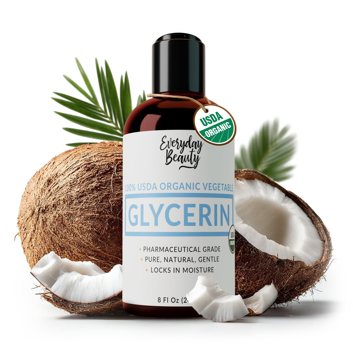 Everyday Beauty Glicerina Orgánica: botella clara para cosmética natural y suave hidratación.