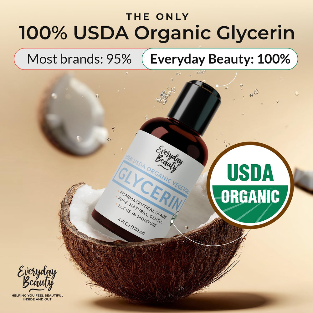 Everyday Beauty Glicerina Orgánica para el cabello, brillo ligero y manejo suave.