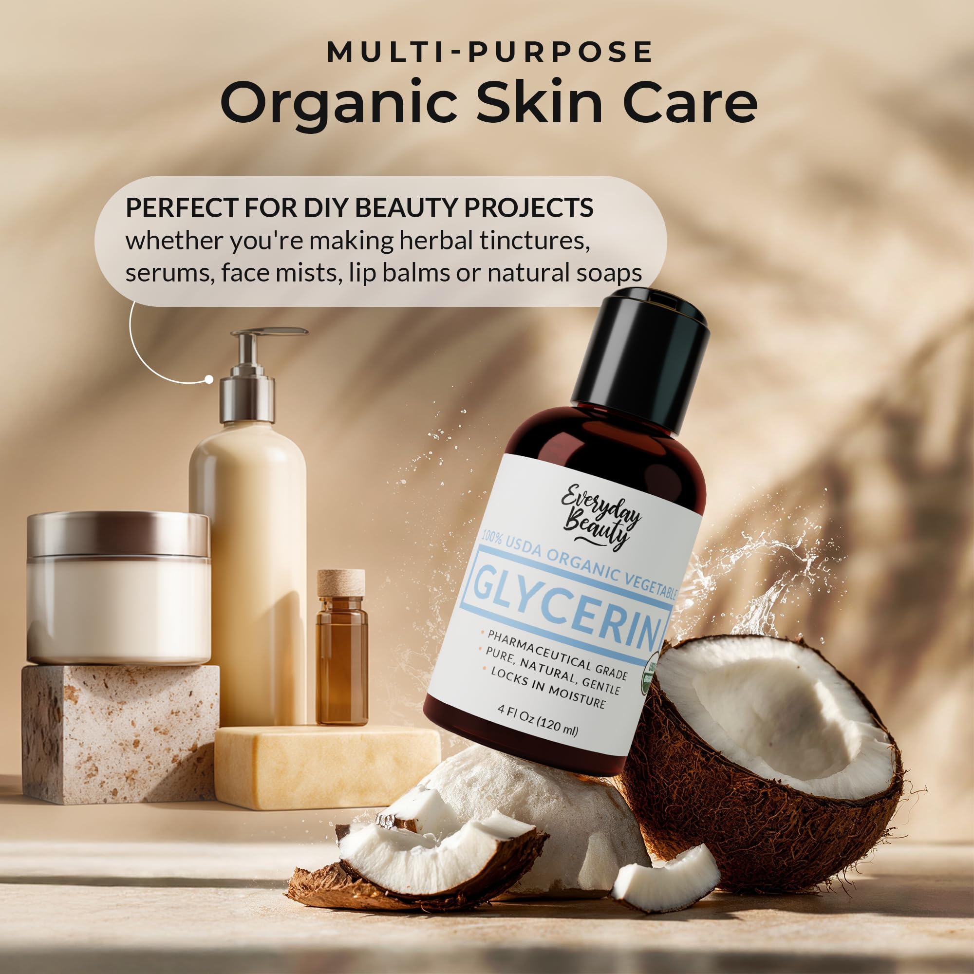 Everyday Beauty Glicerina Orgánica para recetas cosméticas caseras, base suave.