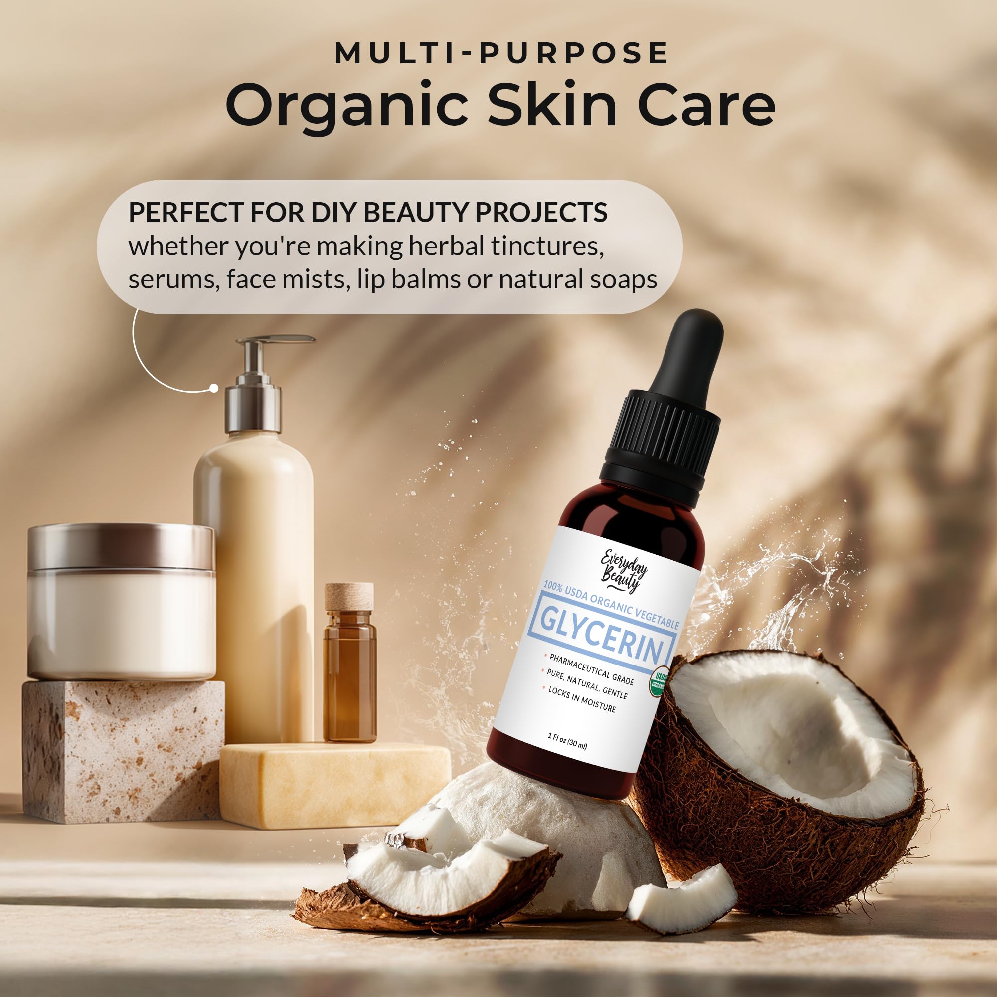 Everyday Beauty glycerin skin application demonstrates lightweight moisture.