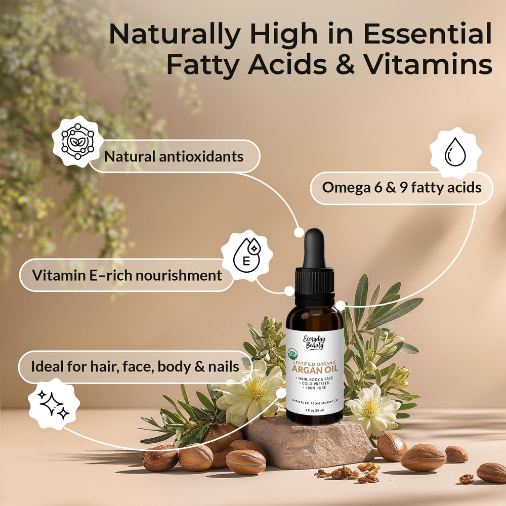 Everyday Beauty Argan Oil on skin for deep hydration and glow.