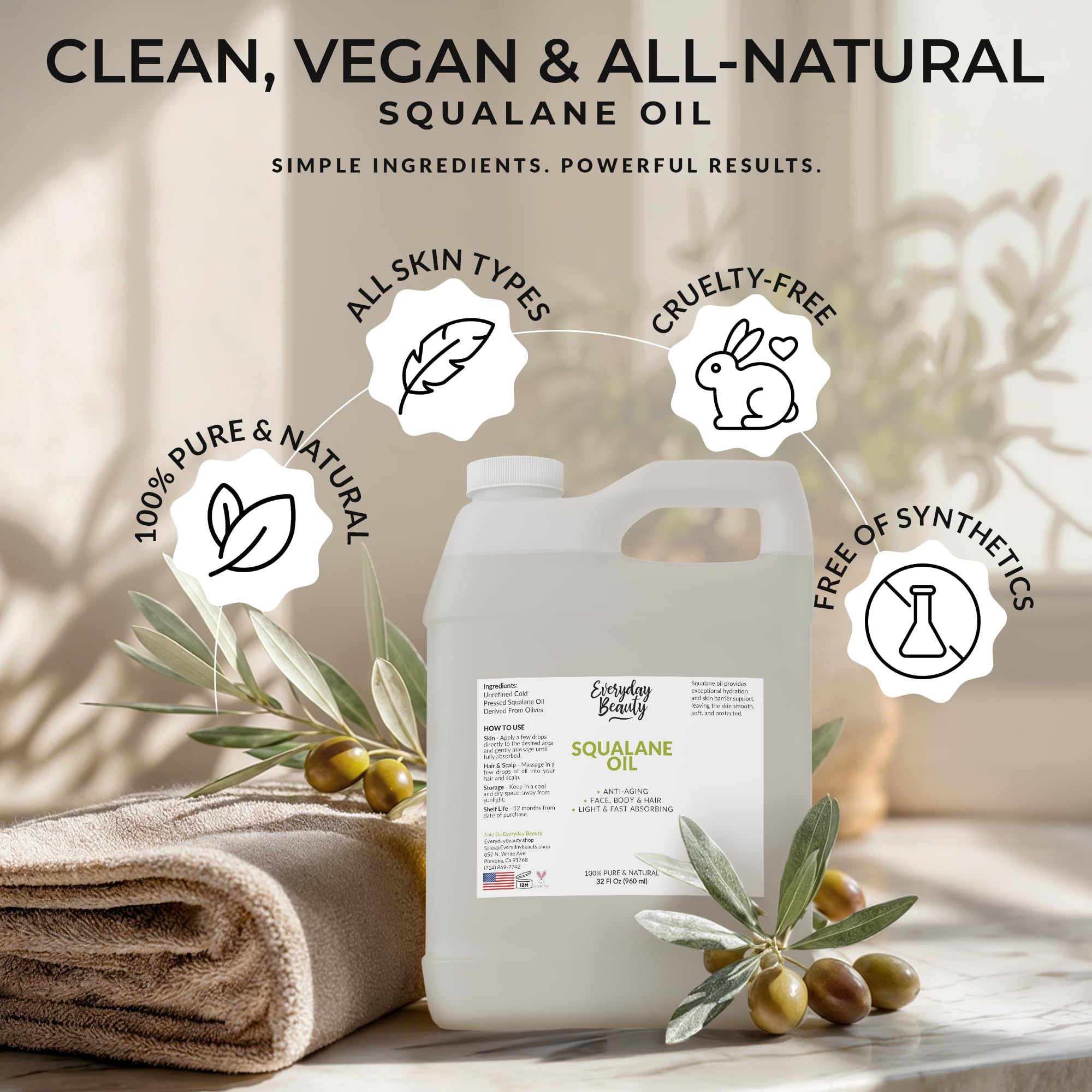 Everyday Beauty Squalane Oil vegan cruelty-free seal supports clean beauty