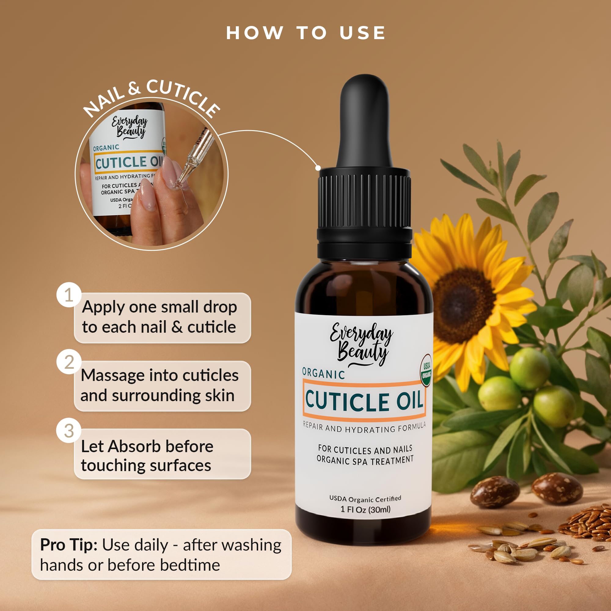 Everyday Beauty USDA Organic label signals clean natural nail care.