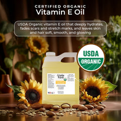 Everyday Beauty Vitamin E oil ingredients label highlights organic oils