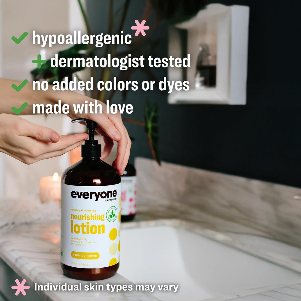 Everyone 2in1 lotion hands application demonstrates quick-absorbing moisturization.