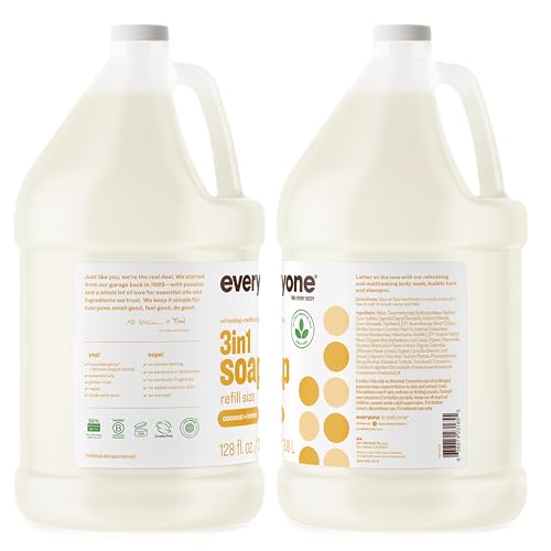 Everyone 3in1 Coconut Lemon label close-up highlights fragrance and hypoallergenic formula.