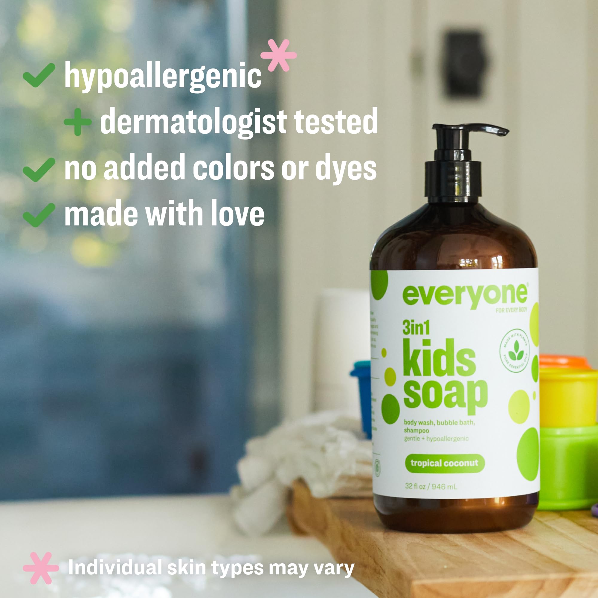 Bubbles rise in tub with tropical coconut fragrance for playful wash