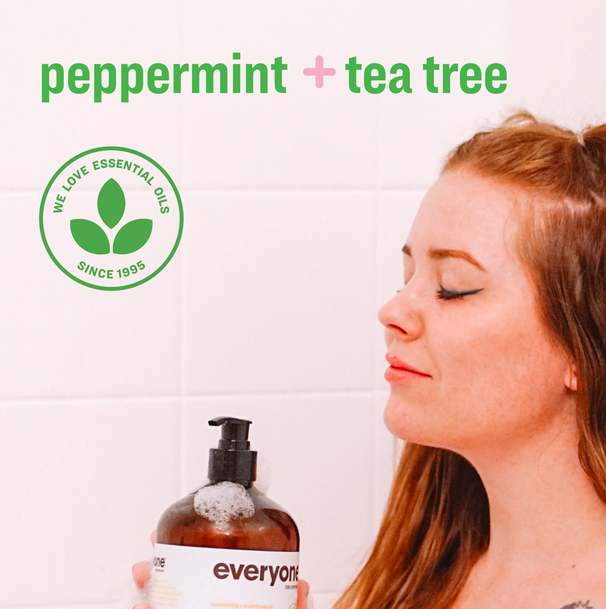 Everyone 3-in-1 Peppermint Tea Tree bath bubbles offer relaxing, refreshing soak.