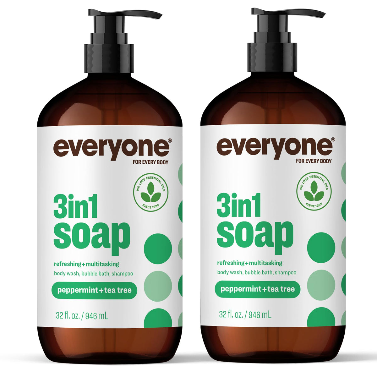 Everyone 3-in-1 Peppermint Tea Tree bottle: eco-friendly packaging and refreshing aroma.