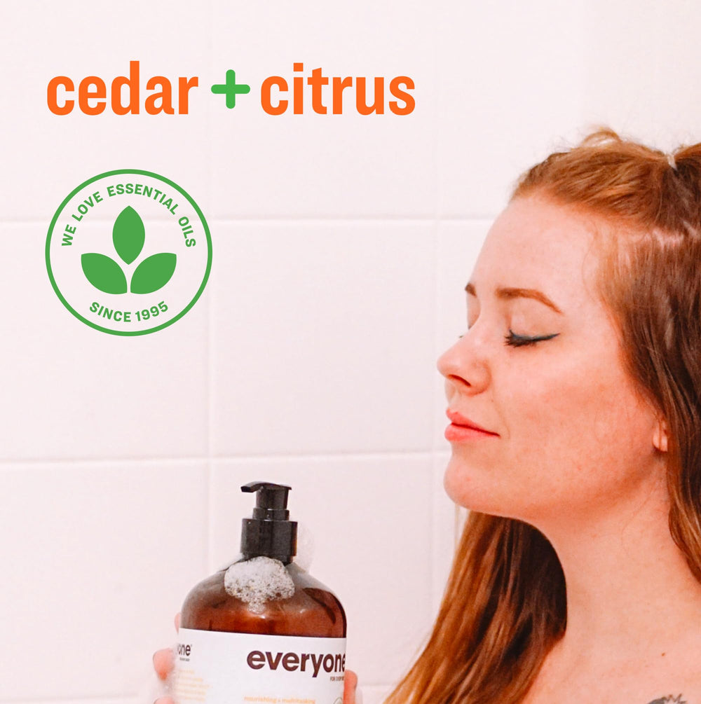 Everyone 3-in-1 Cedar and Citrus bubble bath setup for relaxing soak.