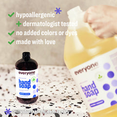 Everyone hand soap pour into bottle image shows convenient gallon size for refills.