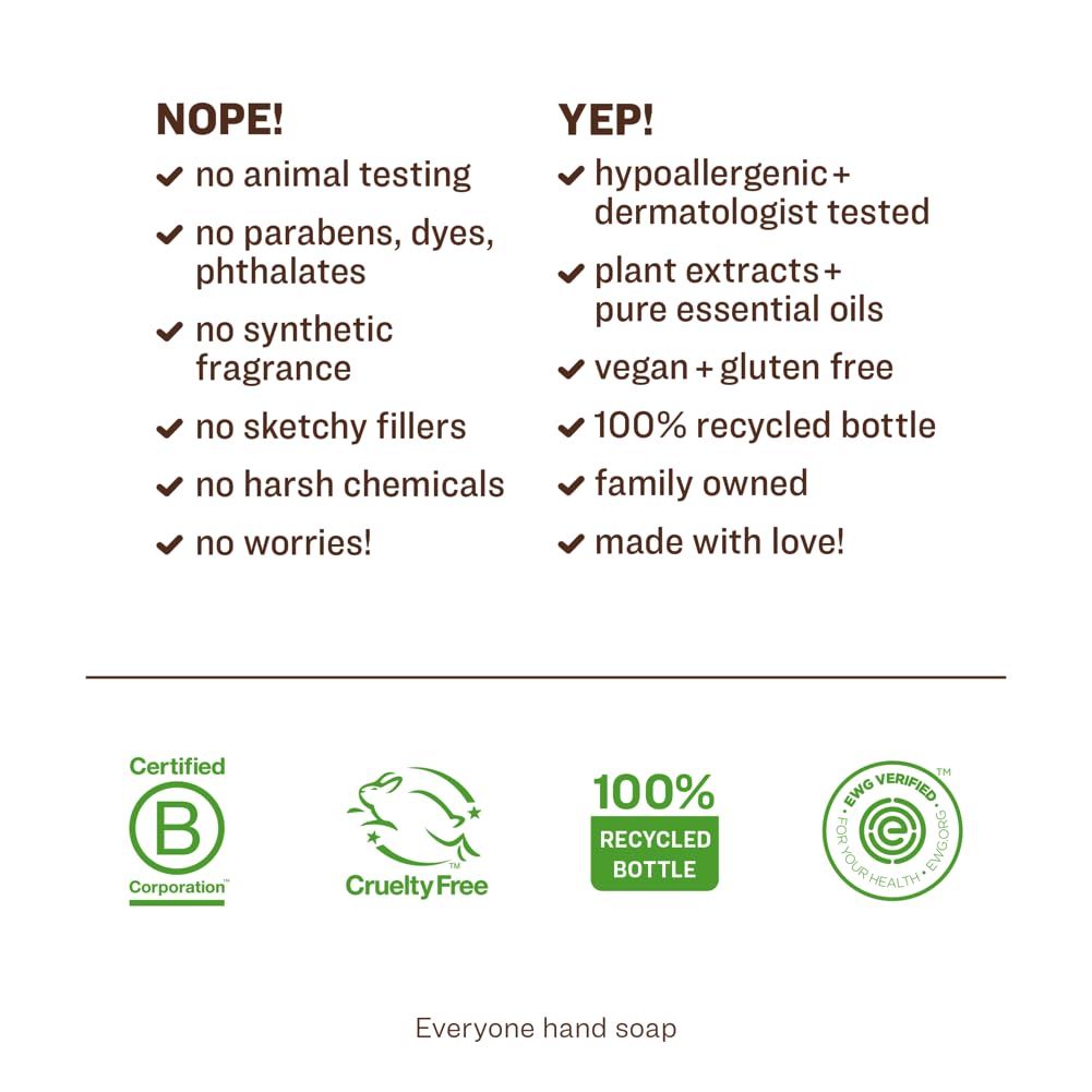 Everyone Hand Soap Ruby Grapefruit ingredients label highlights plant based formula