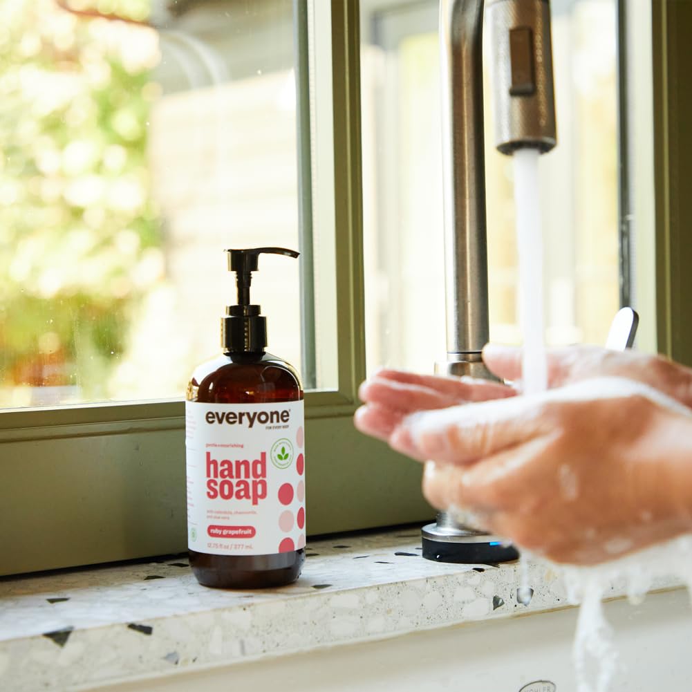Everyone Hand Soap Ruby Grapefruit packaging emphasizes eco-conscious bottle