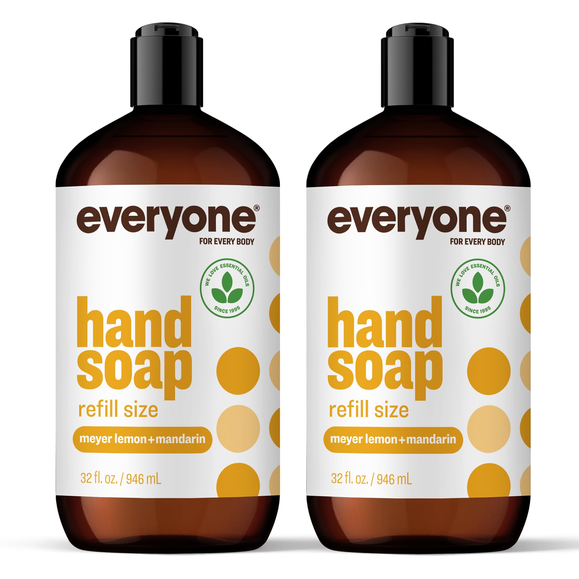 Everyone liquid hand soap refill bottles front view showing Meyer Lemon and Mandarin scent