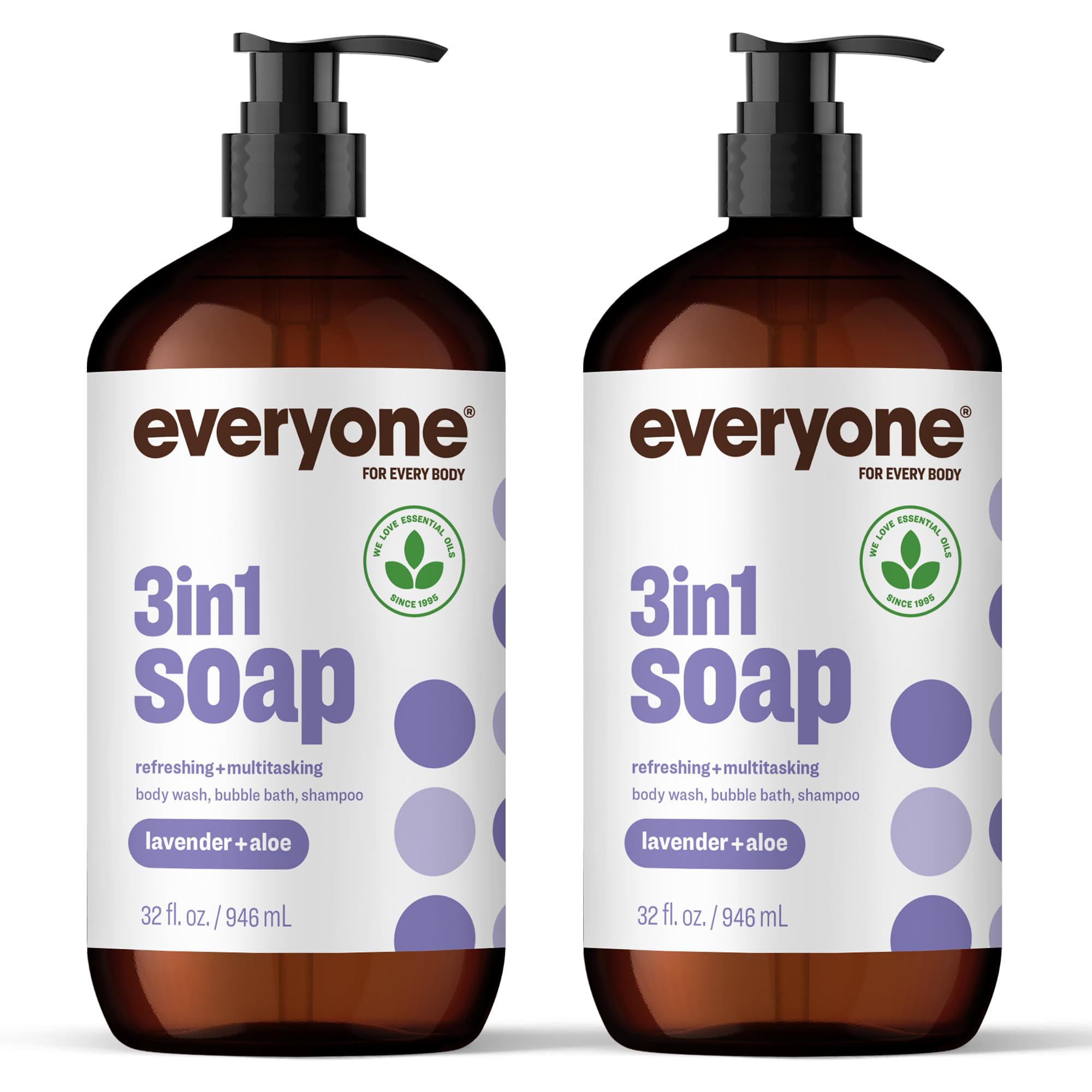 Everyone 3-en-1 jabón lavanda aloe en dos botellas para uso diario