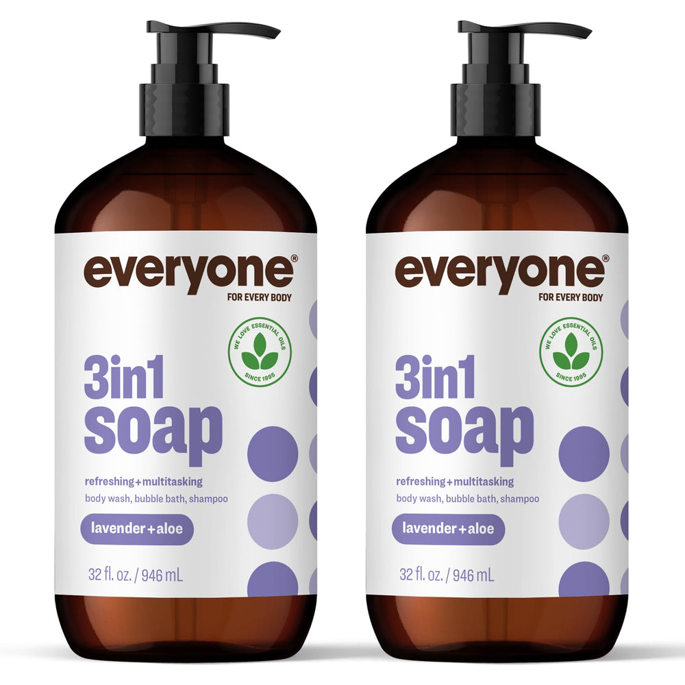 Everyone 3-en-1 jabón lavanda aloe en dos botellas para uso diario