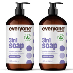 Everyone 3-en-1 jabón lavanda aloe en dos botellas para uso diario
