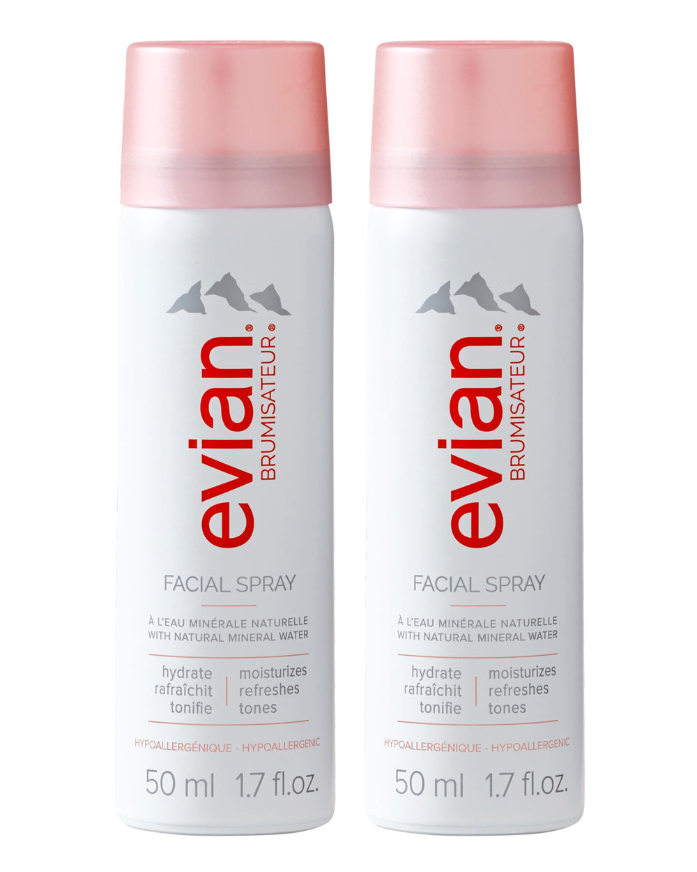 Evian brumizador facial dos pack mini, bruma fina para hidratar la piel