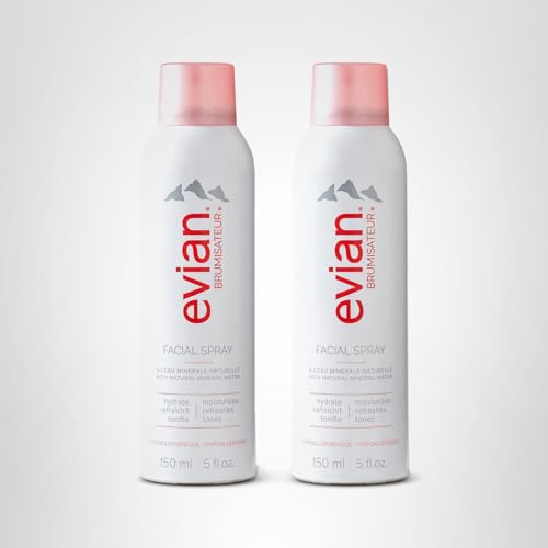 Evian Twin pack display for reliable daily hydration and makeup setting.