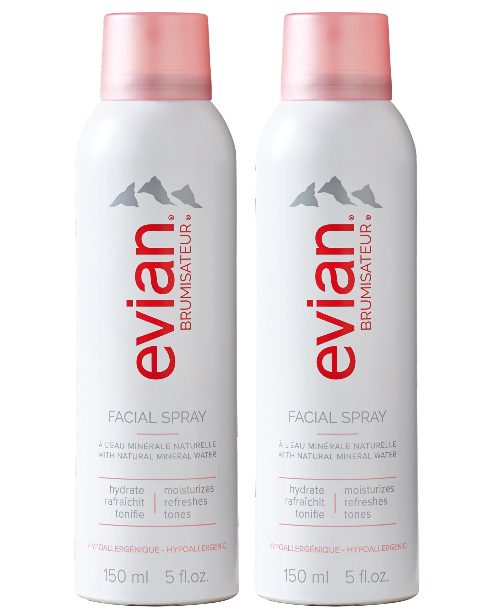 Evian Facial Spray bottle closeup for refreshing skin throughout the day.