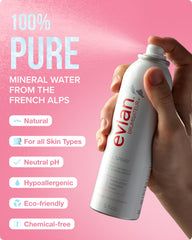 Evian Facial Spray compact bottles for on-the-go refreshment.