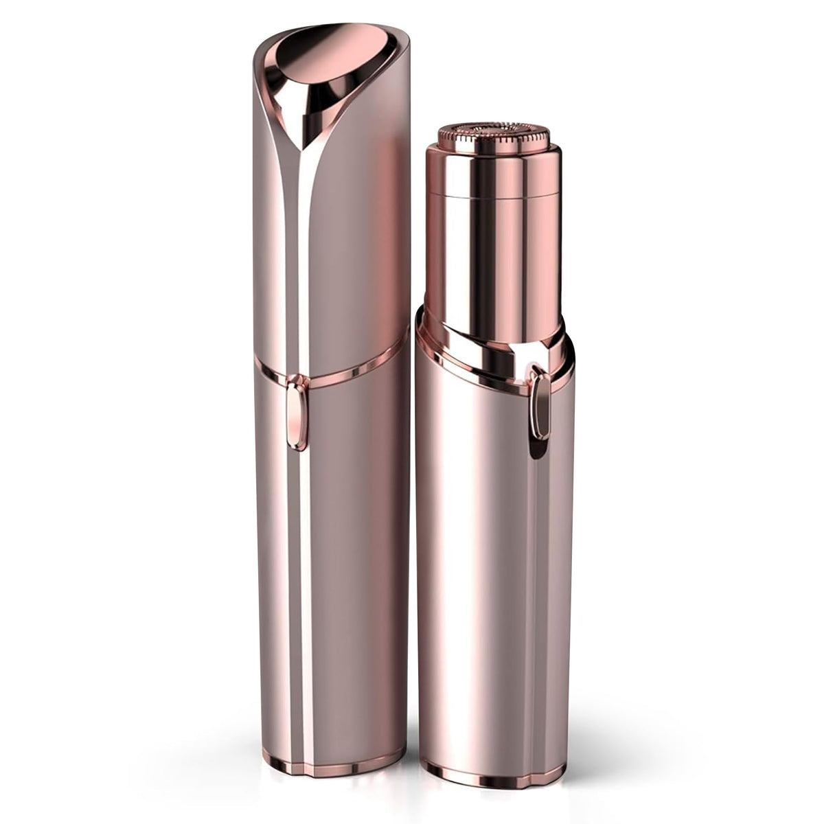 EVIEY facial hair remover in rose gold, front view, for precise, painless removal.